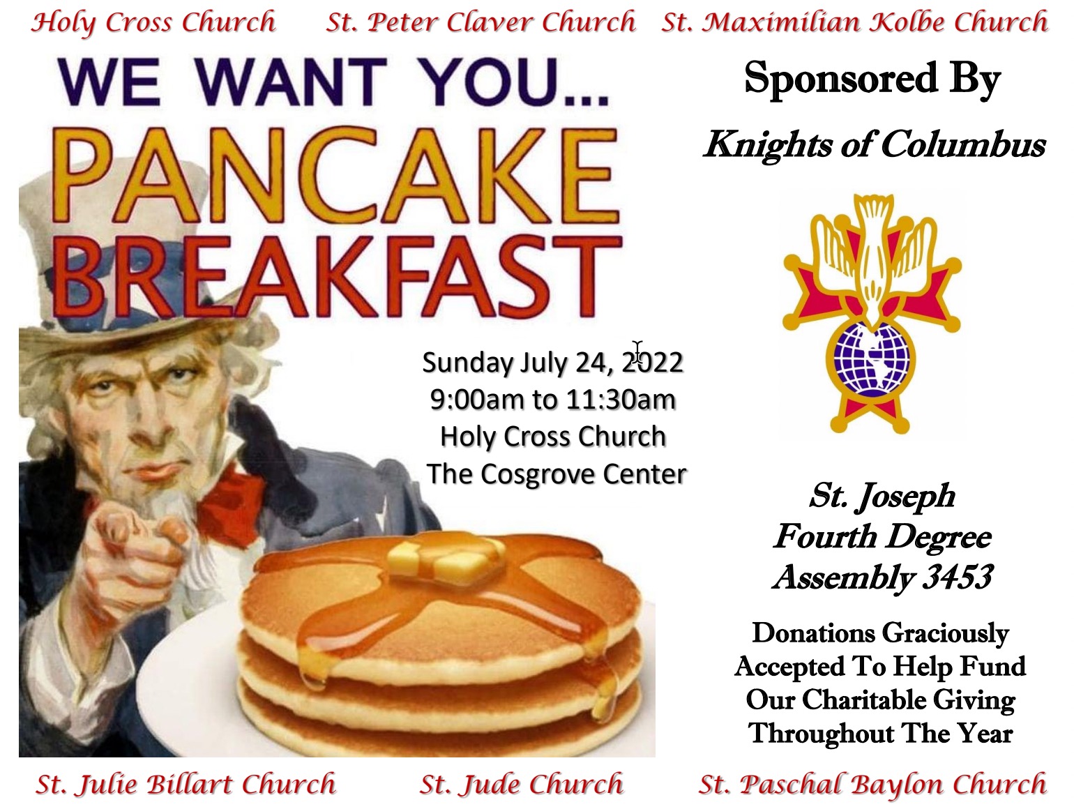 4th Degree Pancake Breakfast Knights of Columbus Holy Cross Council 9969